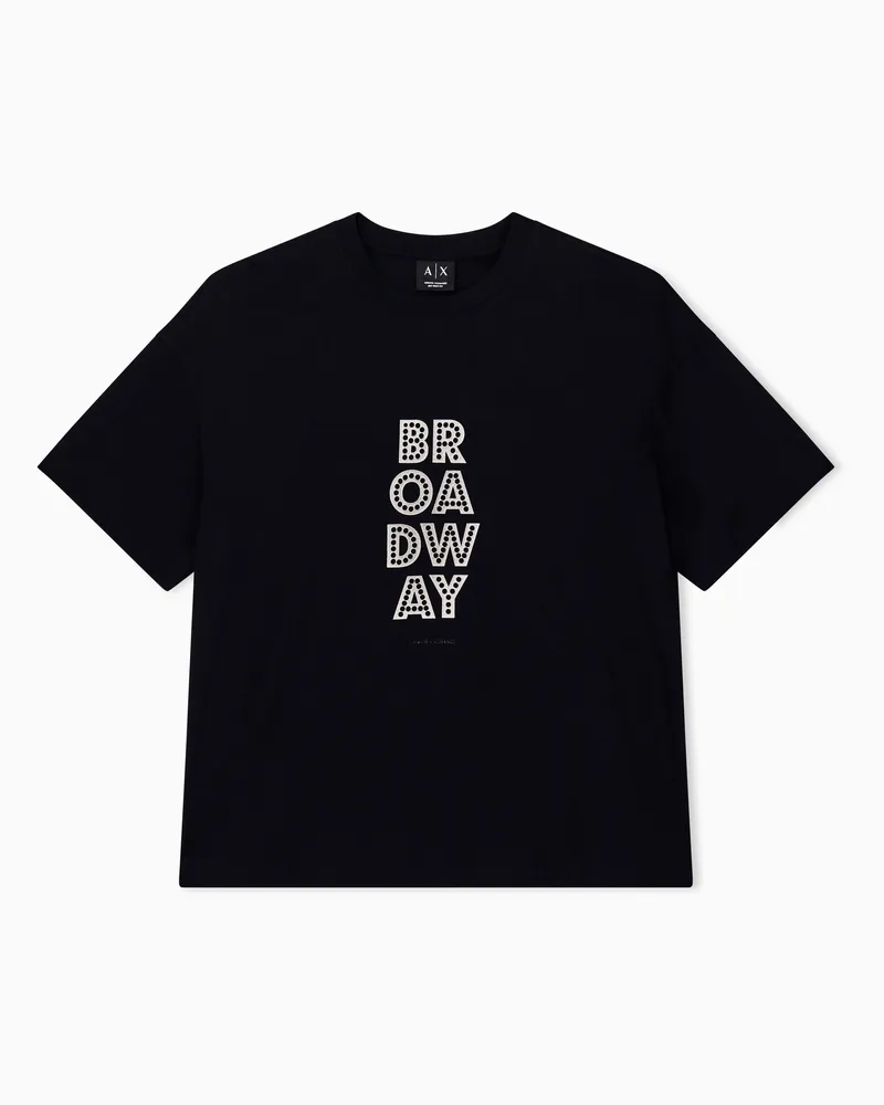 Armani Exchange T-Shirt im Oversized Fit aus Baumwolljersey mit Grafik Schwarz