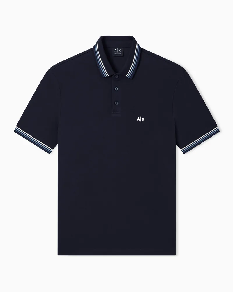 Armani Exchange Classic Polo Shirt in Breathable Cotton Piqué Marineblau