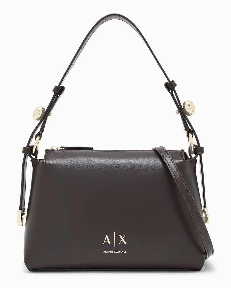 Armani Exchange Schultertasche mit Reißverschluss und verstellbarem Riemen Braun