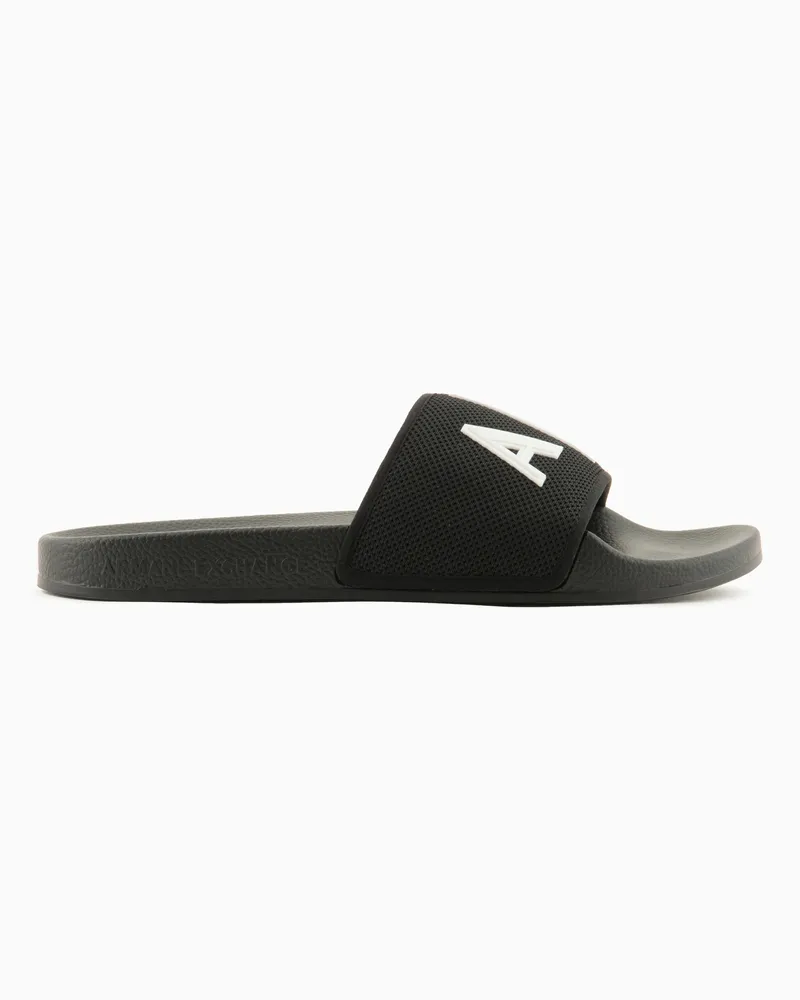 Armani Exchange Slider-Slipper mit Logo Schwarz