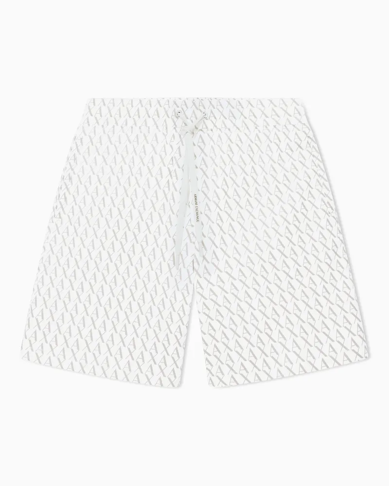 Armani Exchange Shorts mit allover-logoprint im Essential-Allover Design Weiß