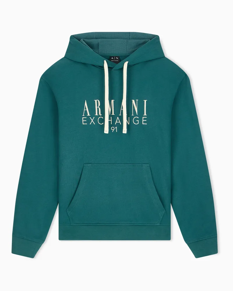 Armani Exchange Sweatshirt Regularer Schnitt aus French Terry mit Kapuze Grün