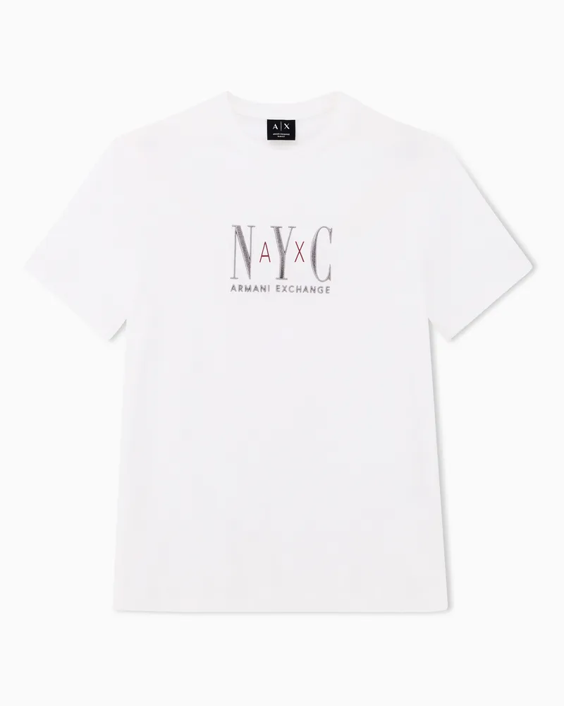 Armani Exchange T-Shirt aus Baumwolljersey in schmaler Passform Weiß