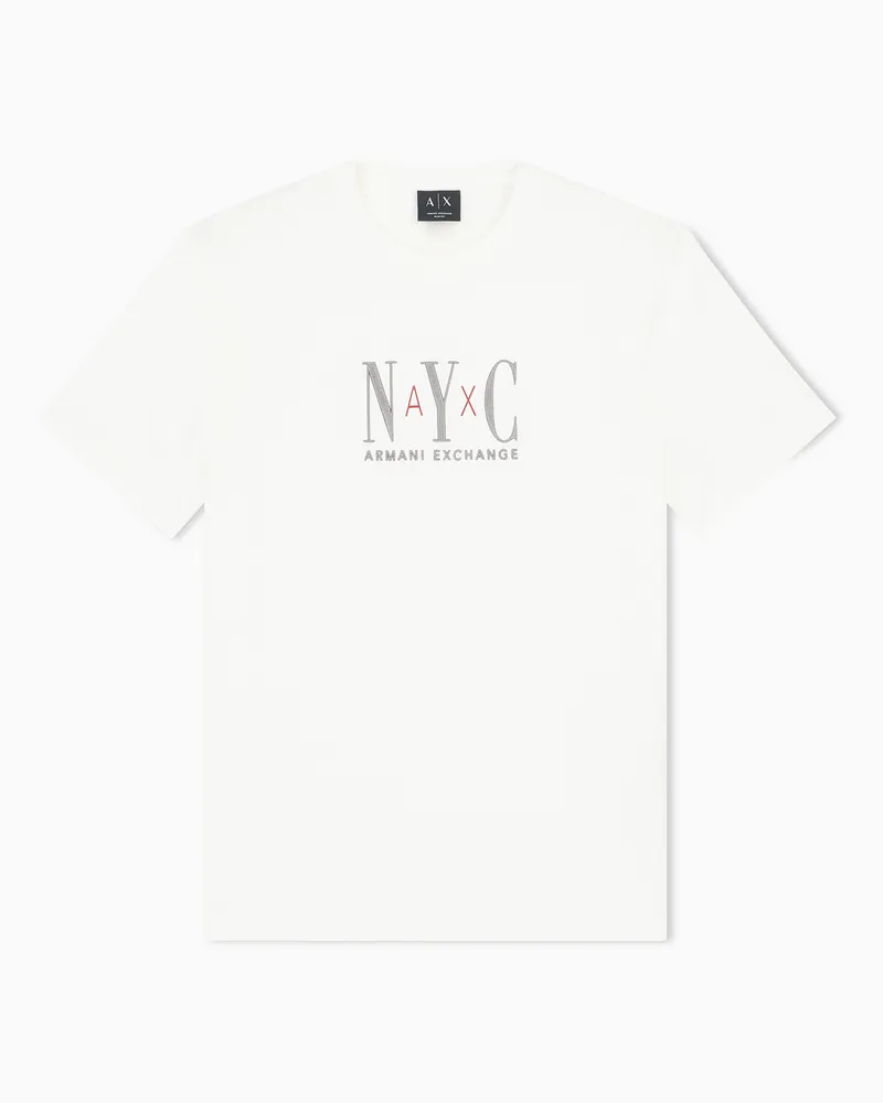 Armani Exchange T-Shirt aus Baumwolljersey in schmaler Passform Weiß