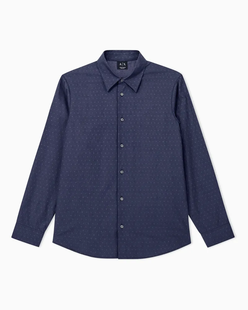 Armani Exchange Langarmhemd in normaler Passform aus Baumwolljacquard Schwarz