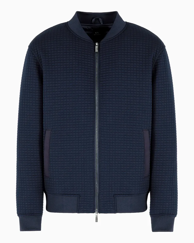 Armani Exchange Bomberjacke mit Reißverschluss aus elastischem Stoff Marineblau