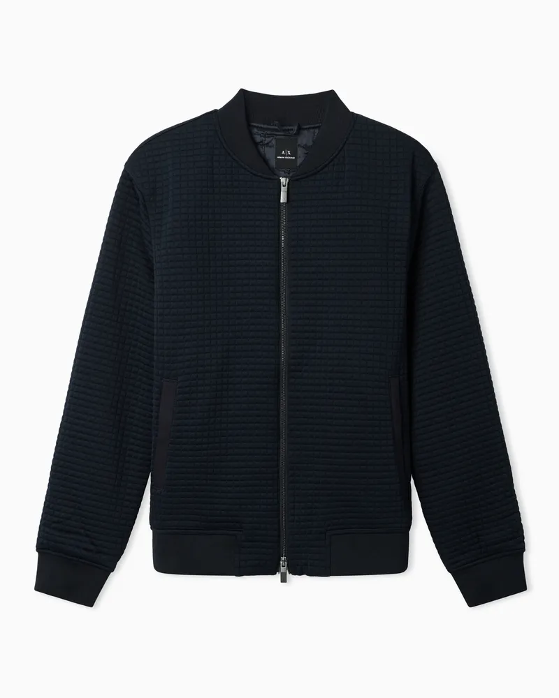 Armani Exchange Bomberjacke mit Reißverschluss aus elastischem Stoff Marineblau