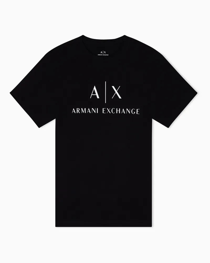 Armani Exchange Slim-Fit-Jersey-T-Shirt mit Logo Schwarz