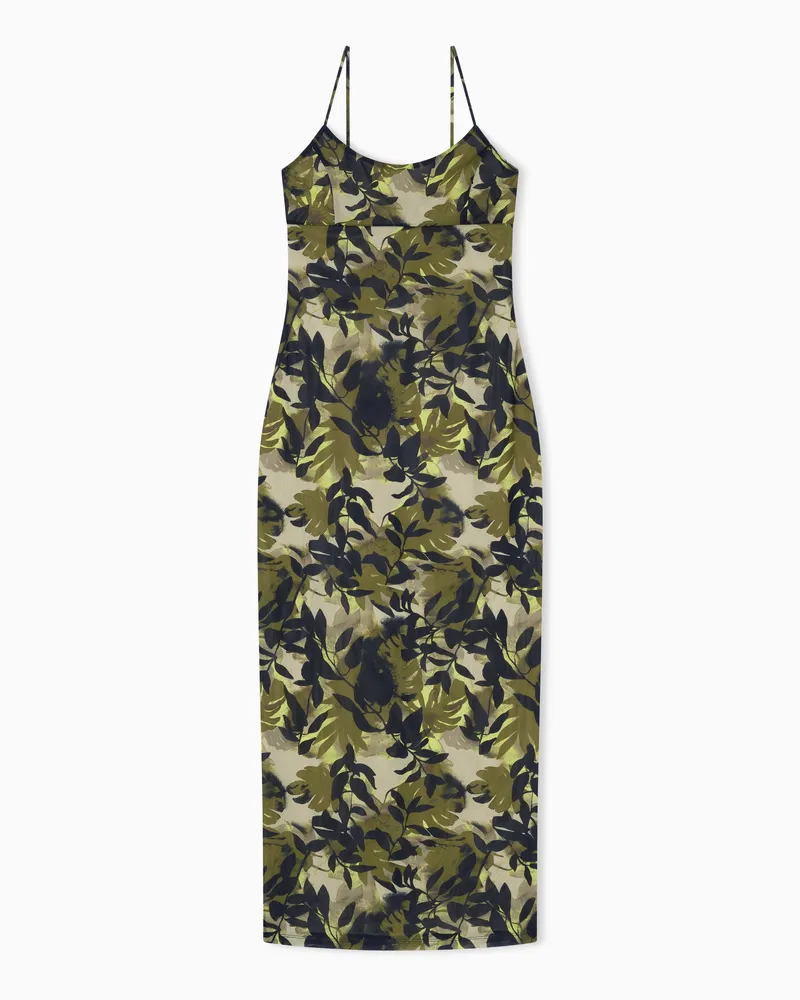 Armani Exchange Long stretch mesh dress Grün