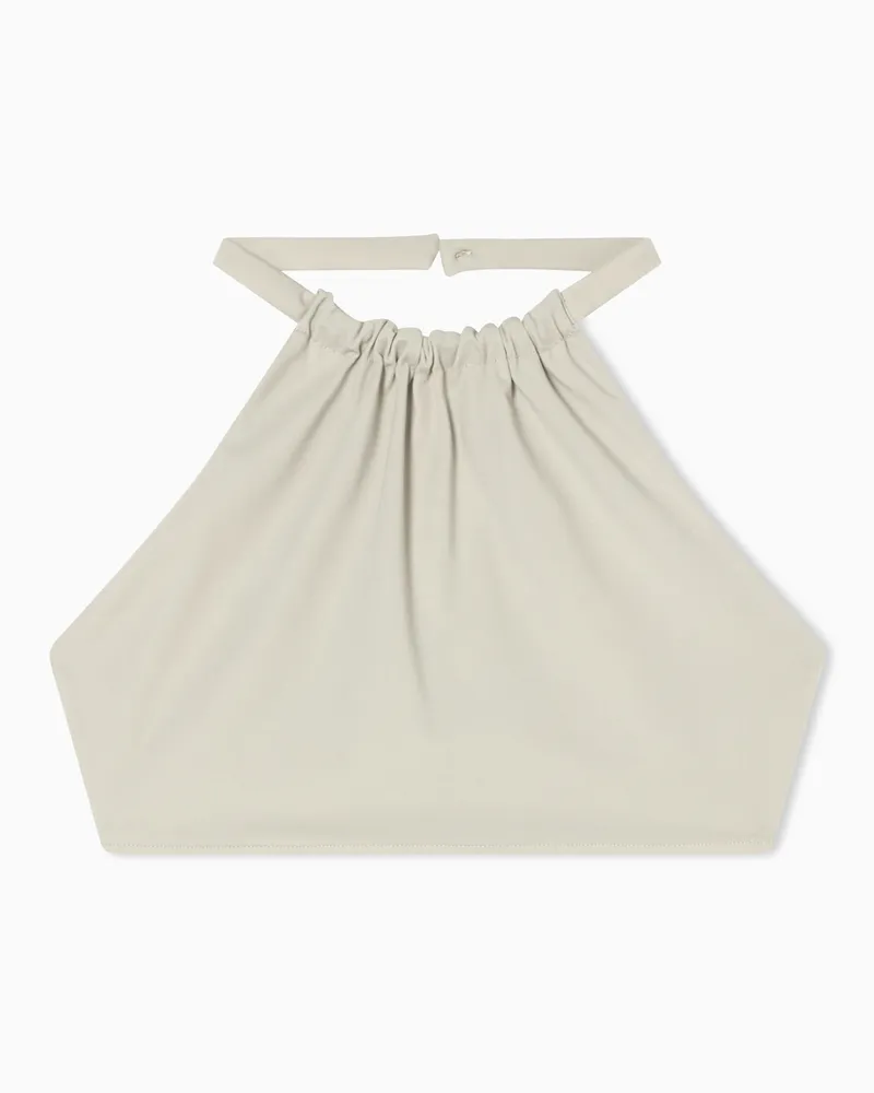 Armani Exchange Scuba V-neck top Beige