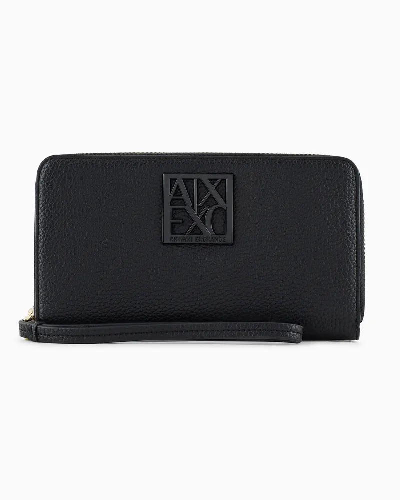 Armani Exchange Zweifach faltbare Geldbörse mit Logo Schwarz