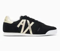 Sneaker aus Mesh und Wildleder mit gerippter Gummisohle