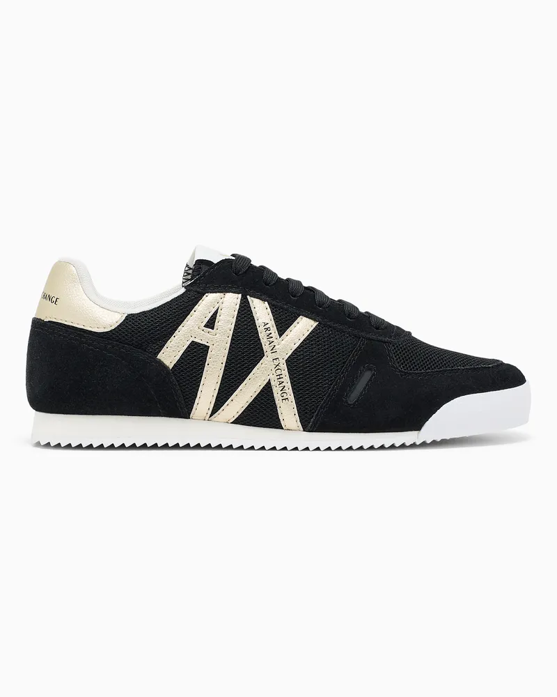 Armani Exchange Sneakers in Suede, Mesh and Reflex Details Schwarz