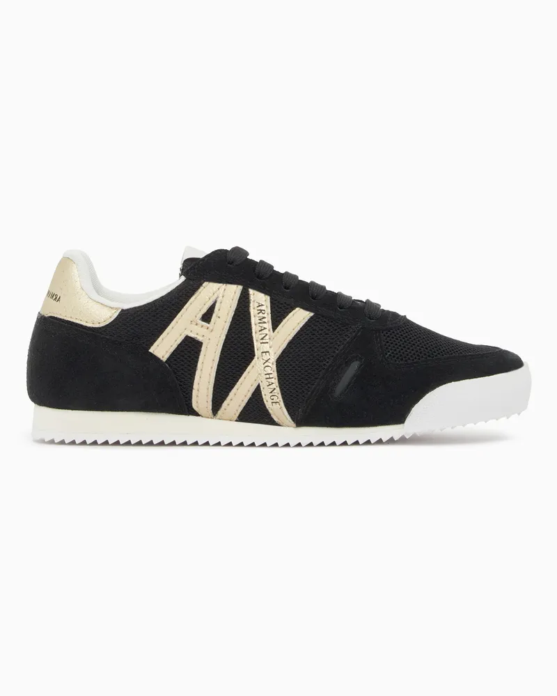 Armani Exchange Sneakers in Suede, Mesh and Reflex Details Schwarz
