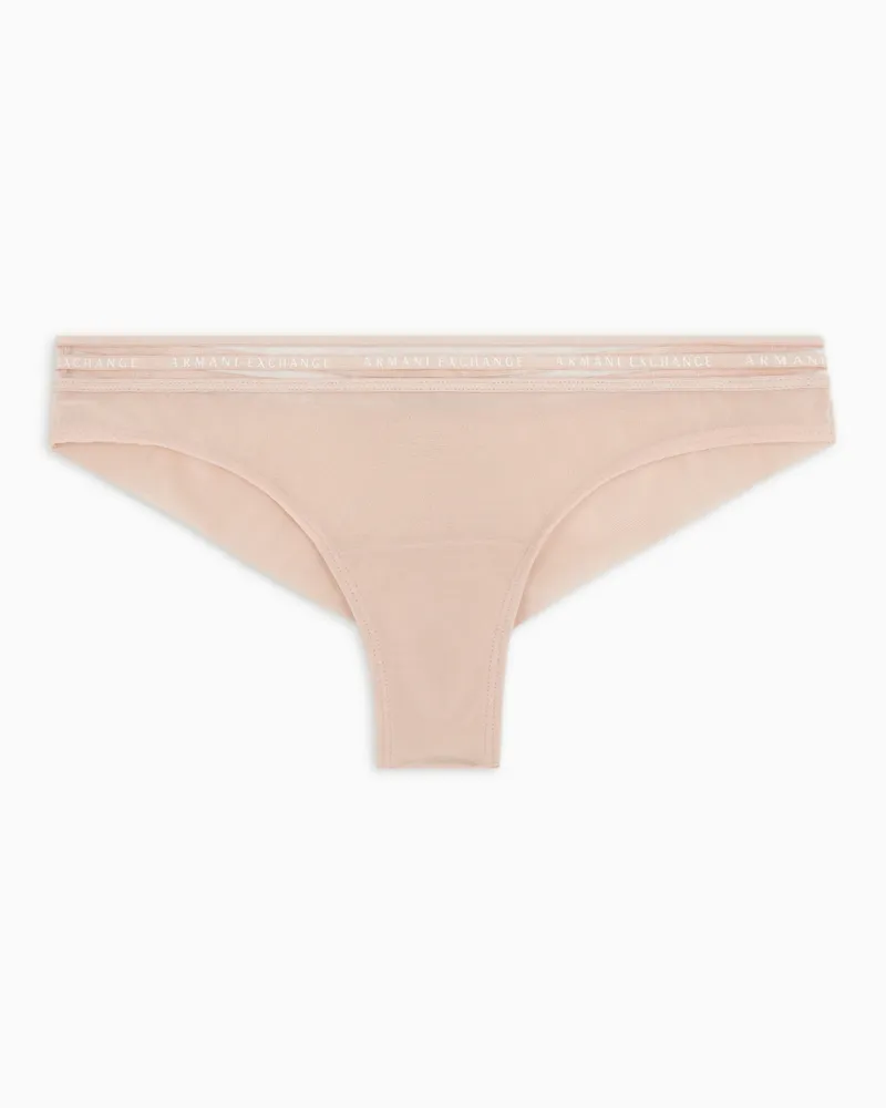 Armani Exchange Brasilianischer Tüll-Slip mit Logo Pink