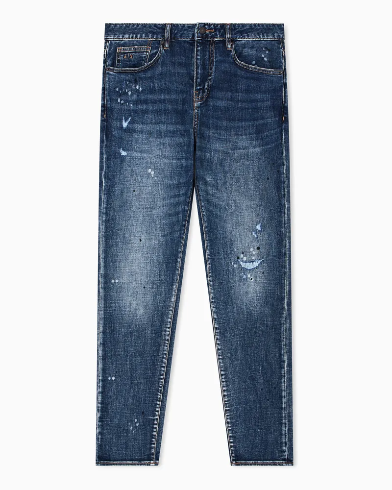 Armani Exchange Slim Fit Jeans aus Denim-Fleece Blau