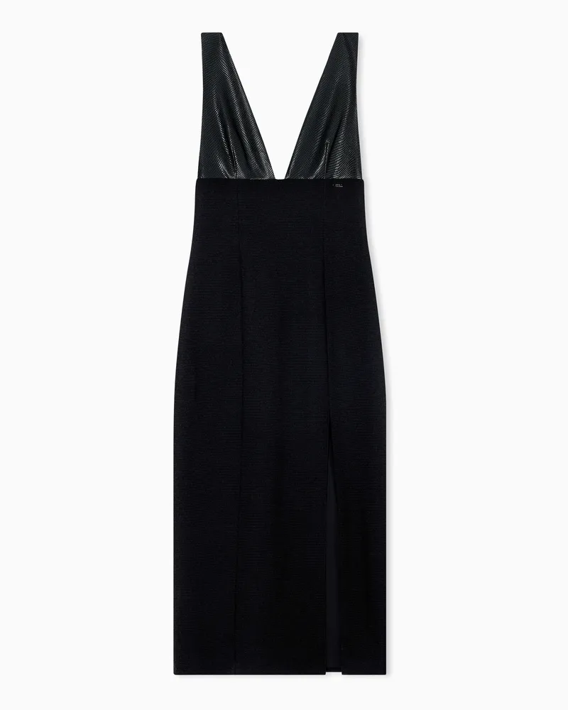 Armani Exchange Longuette-Kleid mit Schlitz Schwarz