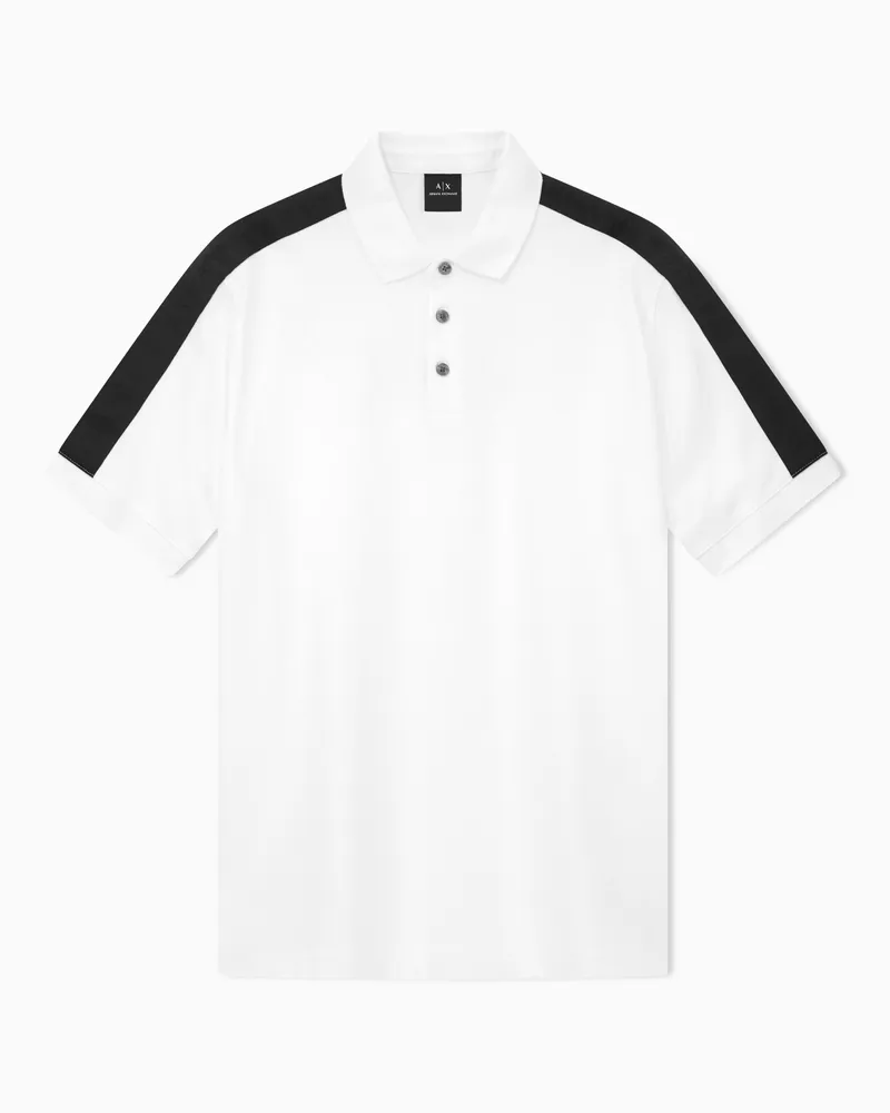 Armani Exchange Poloshirt mit normaler Passform und Kontrastband Weiß
