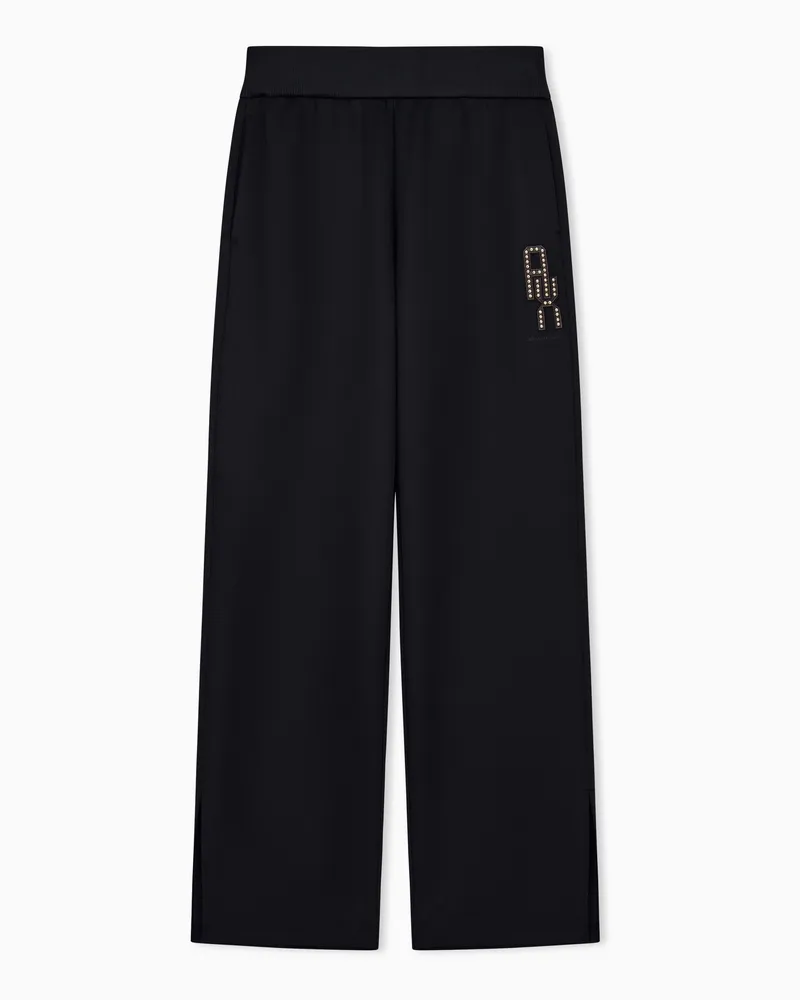 Armani Exchange Regular Fit Jerseyhose mit weitem Bein und Nietendetails Schwarz