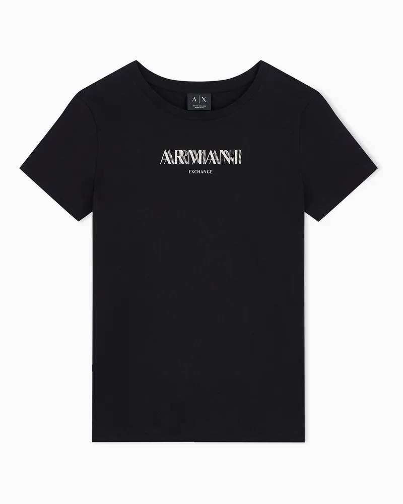 Armani Exchange T-Shirt im Regular Fit aus Baumwolljersey Schwarz