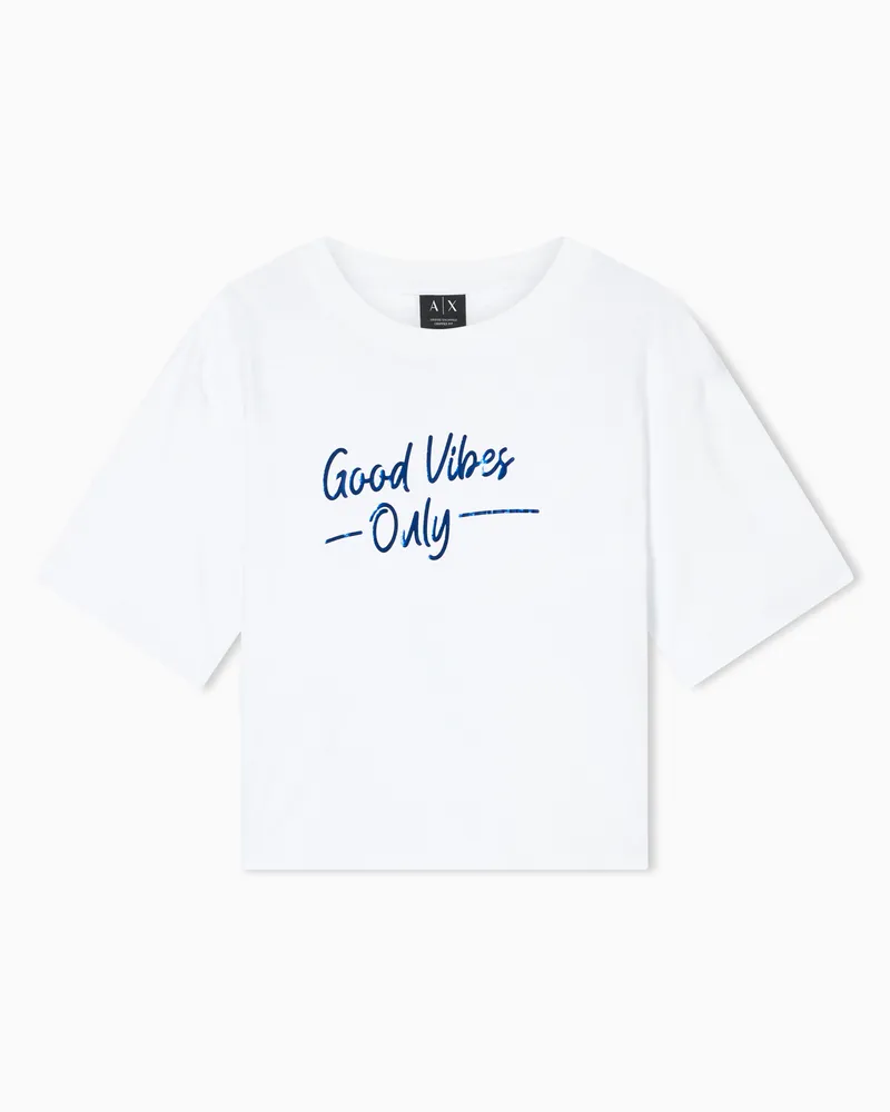 Armani Exchange Cropped Jersey T-shirt Weiß