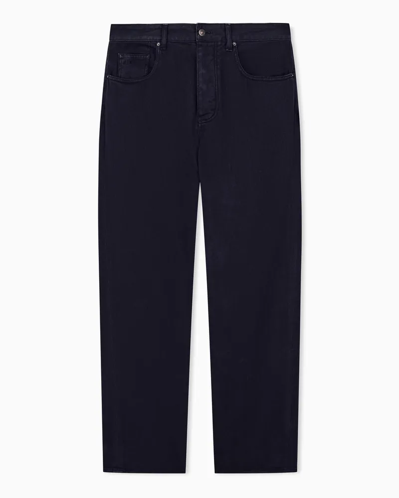 Armani Exchange 5 Taschen Hose Oversize aus Baumwolle geradem Bein Marineblau