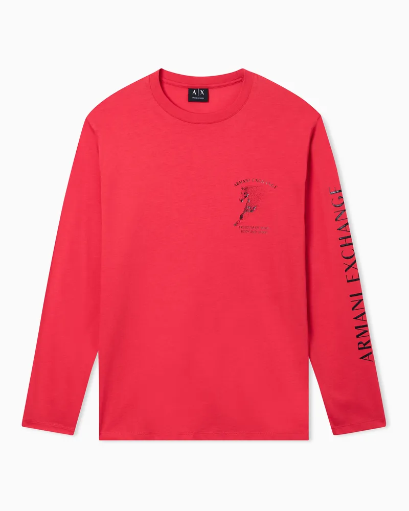 Armani Exchange Long-sleeved T-shirt in mercerized cotton Rot