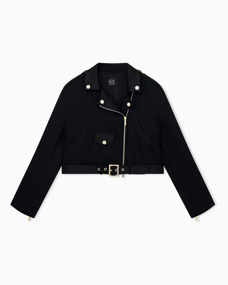 Armani Exchange Biker-Blouson Up For Party mit Gürtel und Reißverschlüssen Schwarz