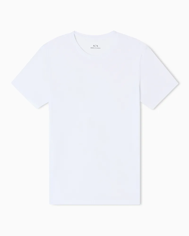 Armani Exchange Schmal geschnittenes T-Shirt aus Pima-Baumwolljersey Weiß