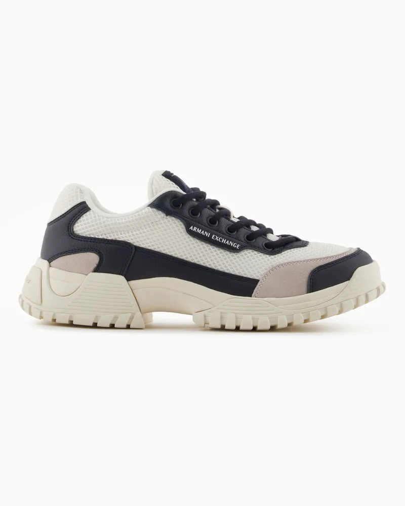 Armani Exchange Zweifarbige Sneaker mit Profilsohle Marineblau