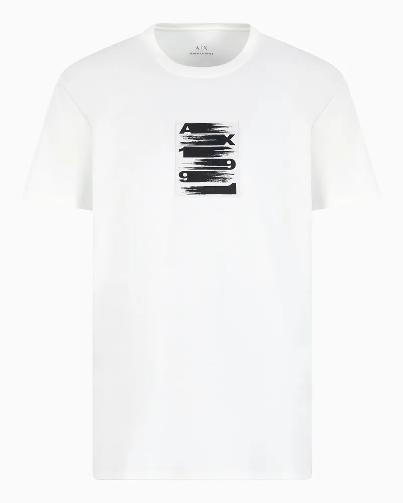 Armani Exchange T-Shirt im Regular Fit mit abstraktem Logo Weiß