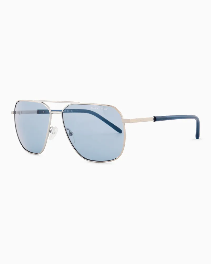 Armani Exchange Herren-Sonnenbrille im Pilotenstil Silber
