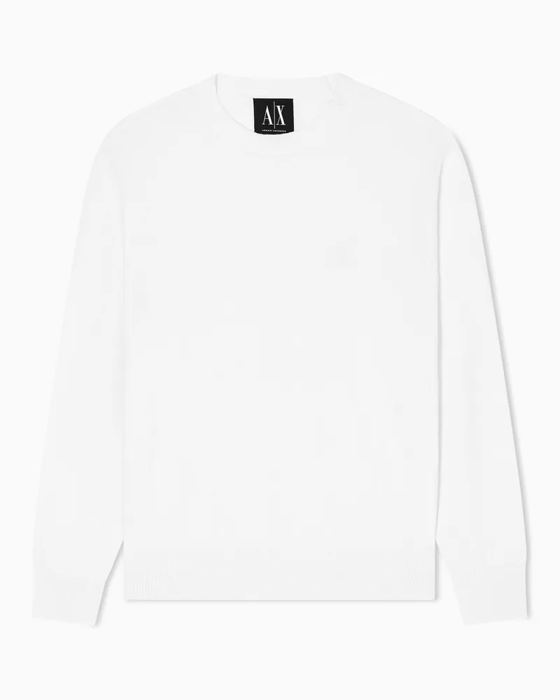 Armani Exchange Rundhalspullover aus Baumwollmischung Weiß