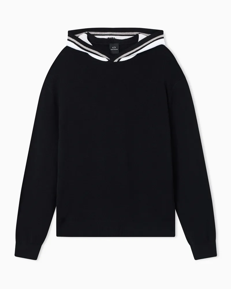 Armani Exchange Kapuzenpullover mit Kontrastfarben Schwarz