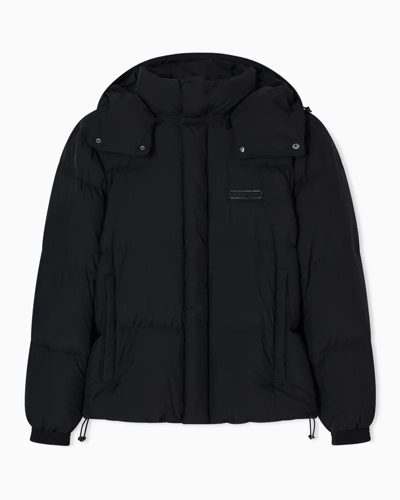 Armani Exchange Gesteppte Daunenjacke mit Kapuze Schwarz