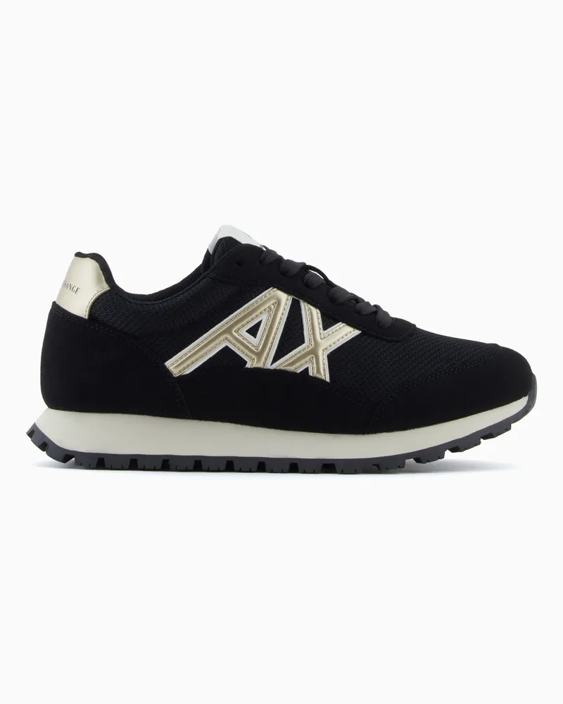 Armani Exchange Sneaker mit einem Obermaterial aus Mesh und einer Gummisohle Schwarz