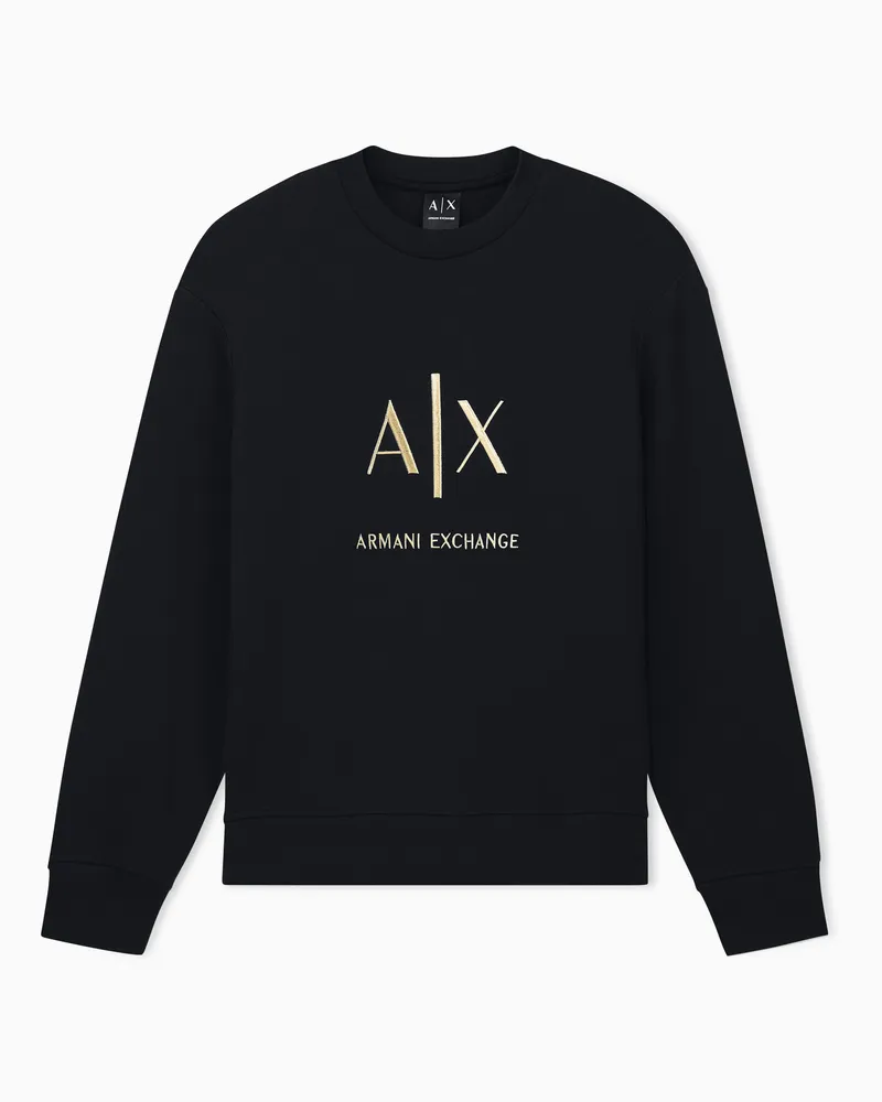 Armani Exchange Sweatshirt Black and Gold Regular Fit mit Logo Schwarz
