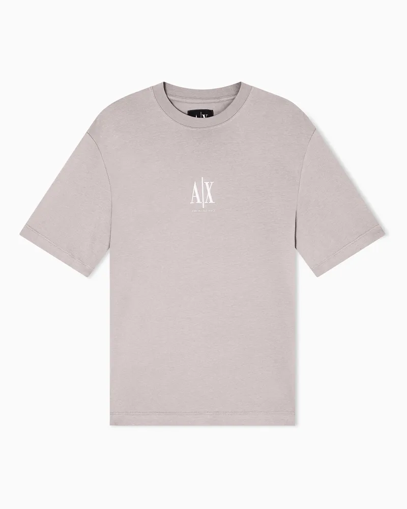 Armani Exchange Regular Fit T-Shirt aus Baumwolljersey Beige