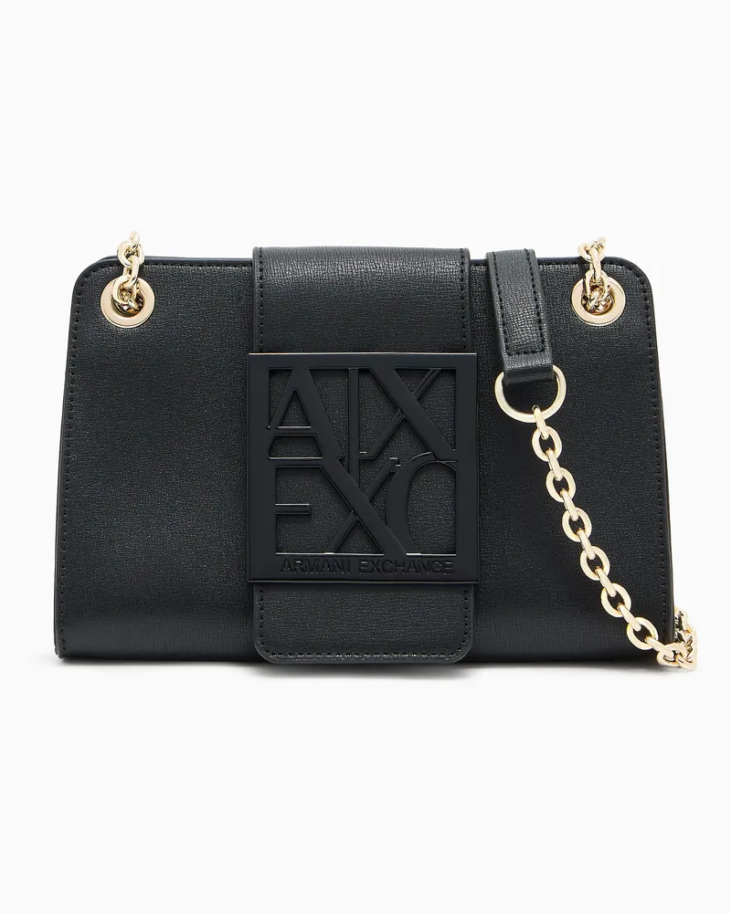 Armani Exchange Kleine Umhängetasche mit geformtem Logo Schwarz