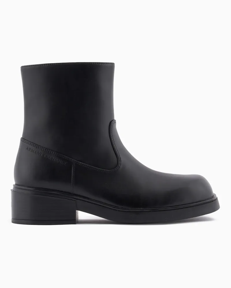 Armani Exchange Brushed faux leather boots Schwarz