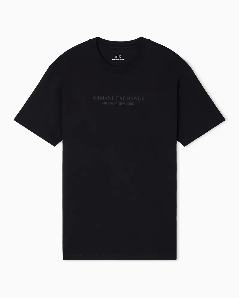 Armani Exchange T-Shirt mit normaler Passform und Logo Schwarz