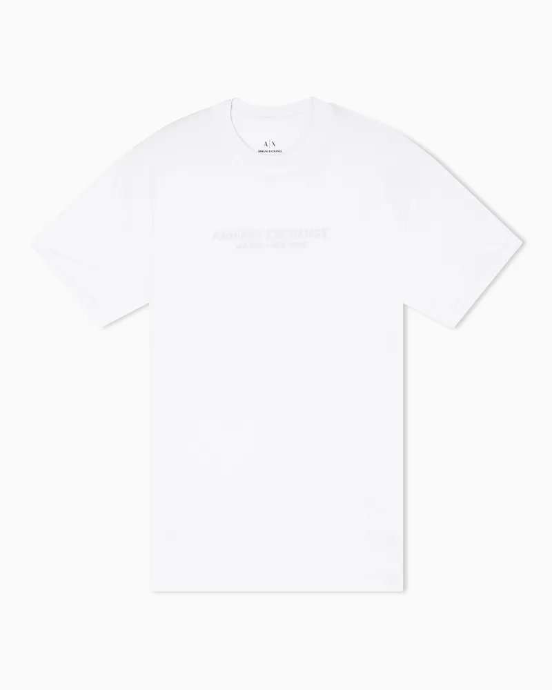 Armani Exchange T-Shirt mit normaler Passform und Logo Weiß