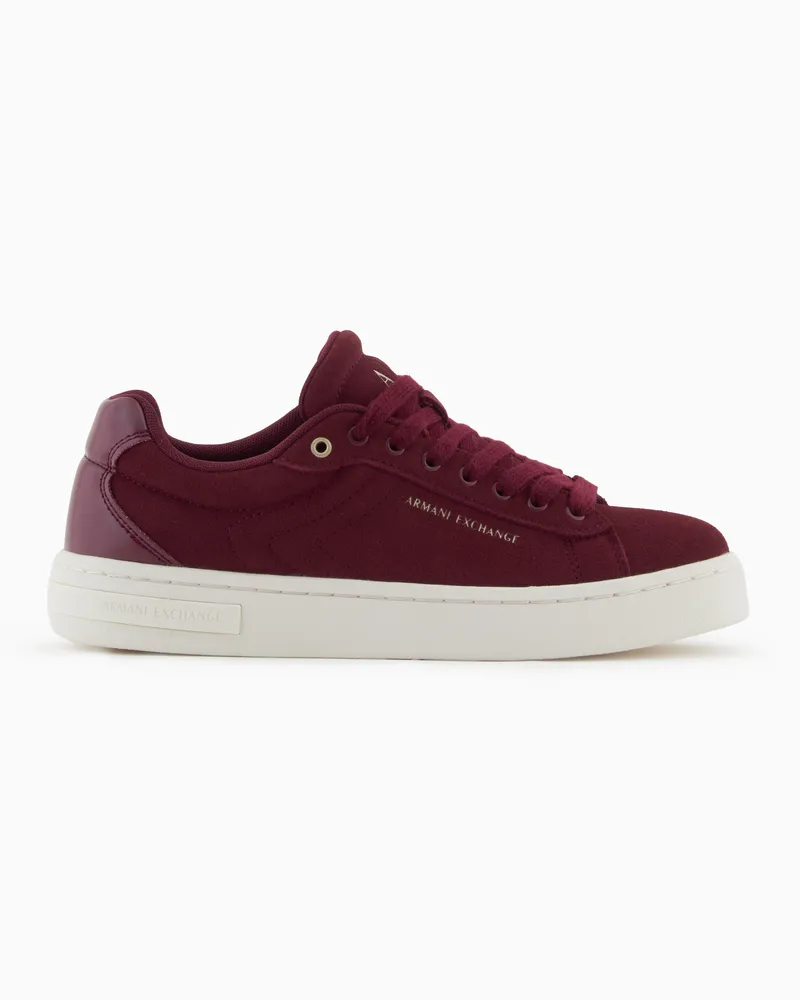Armani Exchange Leder-Sneaker mit geprägten Details Burgunderrot