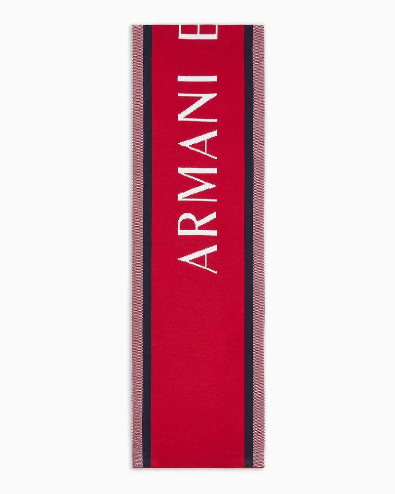 Armani Exchange WOOL BLEND SCARF WITH LOGO LETTERING Rot