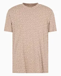 Armani Exchange T-shirt mit Normaler Passform Aus Allover-monogramm-baumwolle Aus Asv-baumwolle Beige