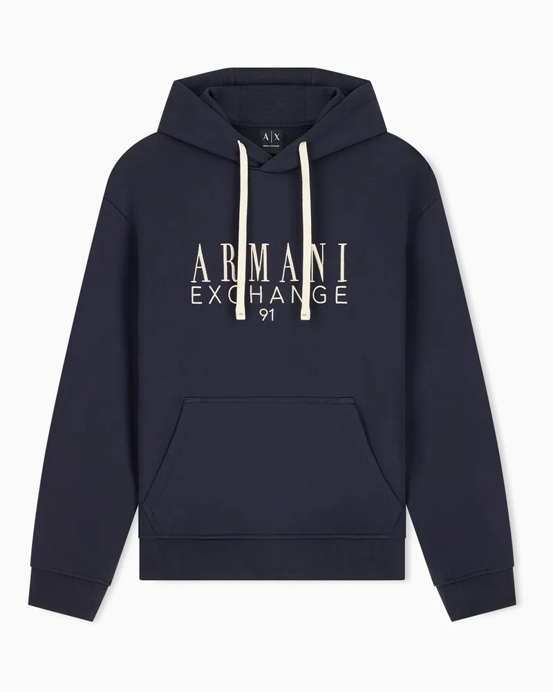 Armani Exchange Sweatshirt Regularer Schnitt aus French Terry mit Kapuze Marineblau