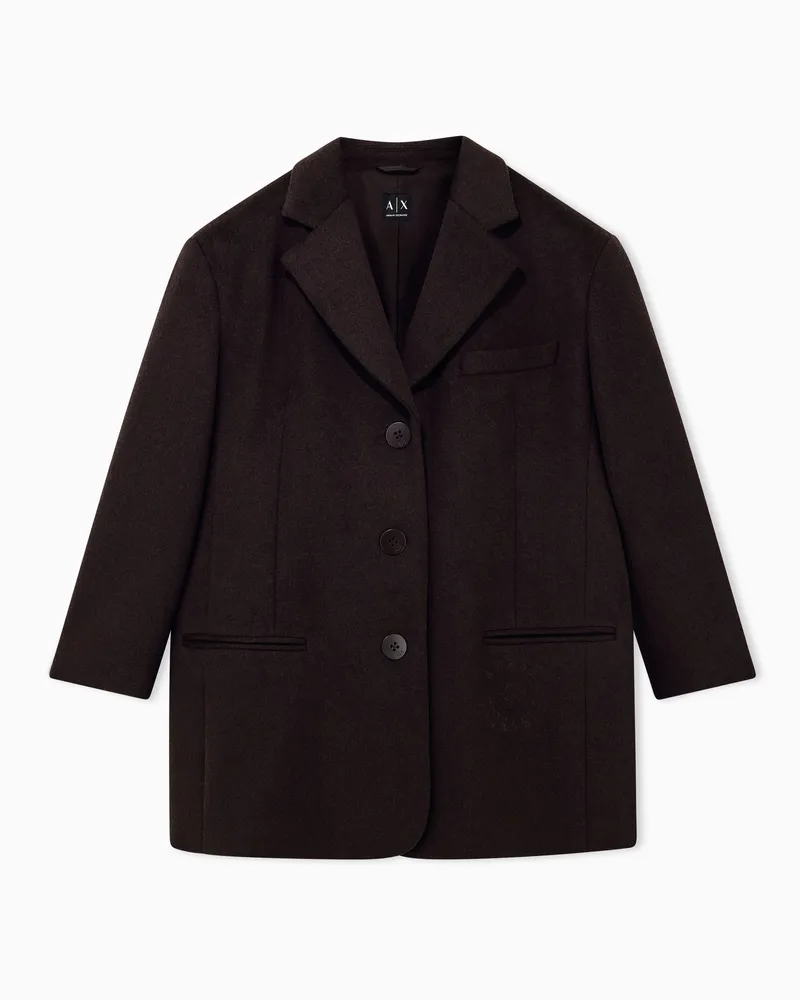 Armani Exchange Einreihiger Caban-Mantel Crossover aus einer Wollmischung Braun