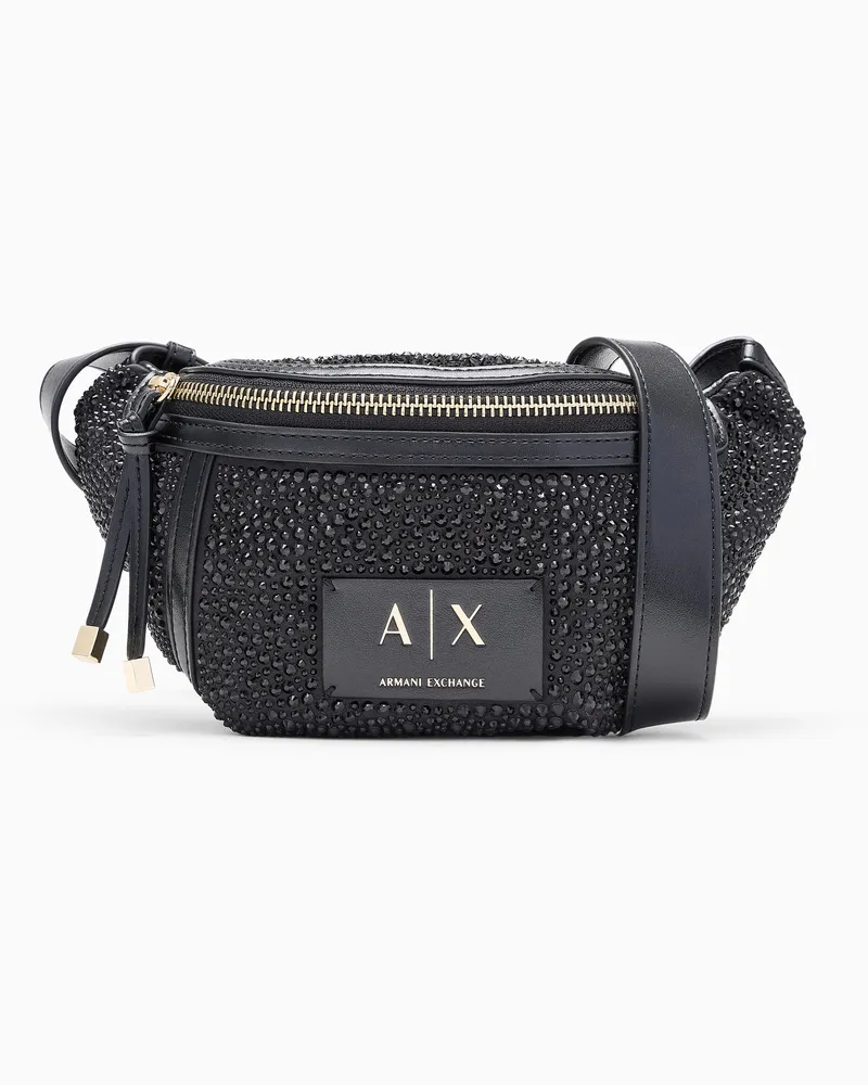 Armani Exchange Gürteltasche mit Strasssteinen und einem Reißverschluss Schwarz