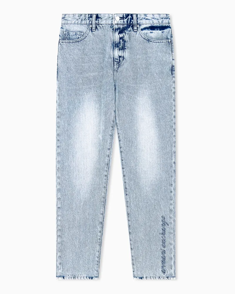 Armani Exchange Jeans aus Baumwolldenim im 5-Pocket-Design mit geradem Bein Blau