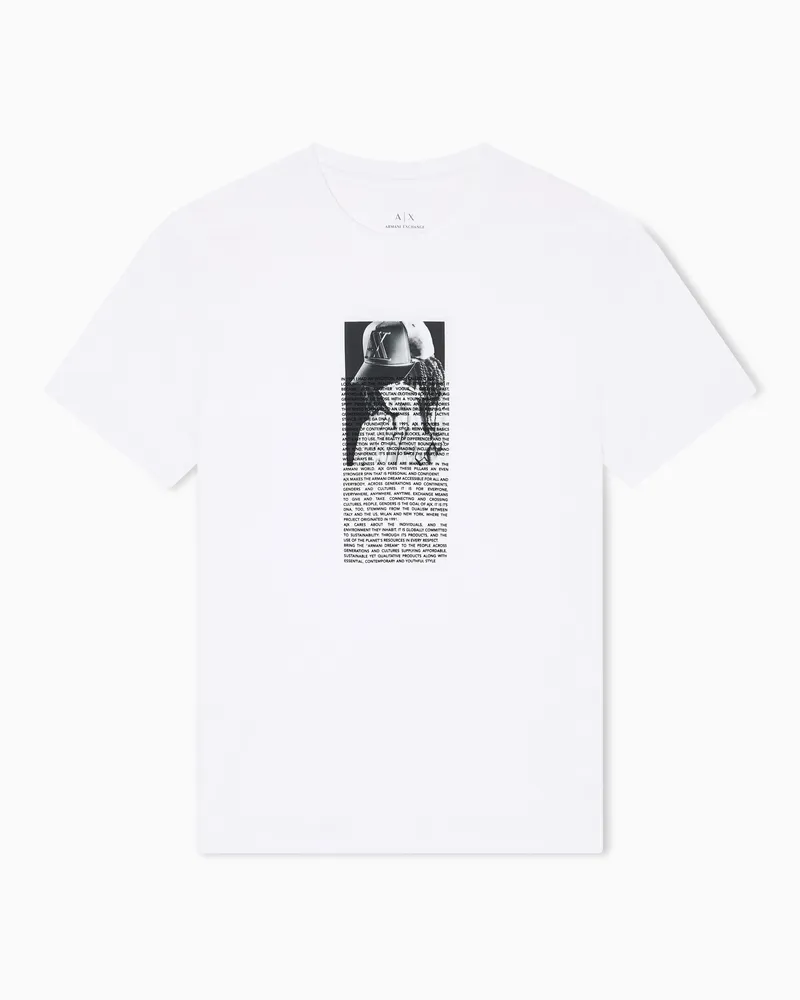 Armani Exchange T-Shirt mit normaler Passform und Fotodruck Weiß
